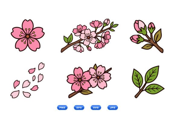 Download Cute Cherry Blossom Clipart Set - Cherry blossom Collection