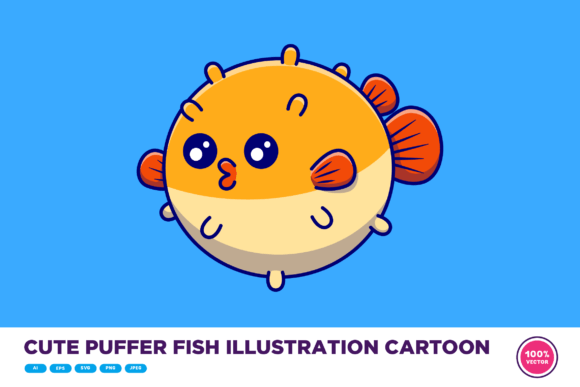 Download Cute Puffer Fish Illustration Cartoon - Premium Resources