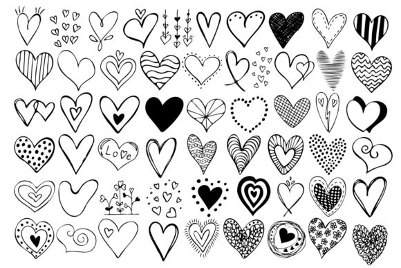Download Simple Doodle Hearts Collection - Simple Collection