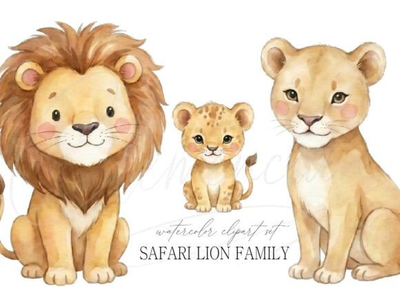 Download Safari Lion Family Clipart PNG Set - Lion Collection
